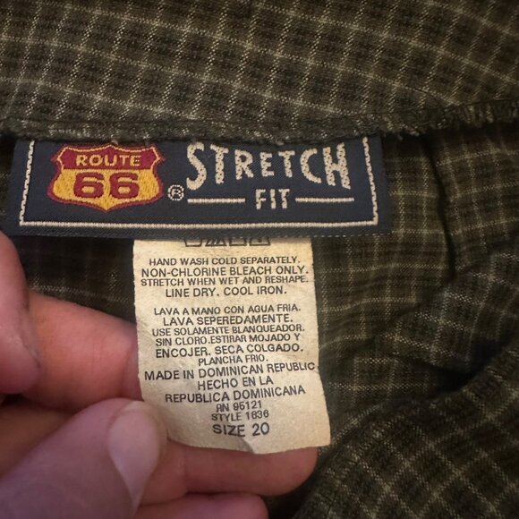 Route 66 Vintage 90s Stretch Fit Plaid Skirt Size 20 Green & Brown Checkered - Picture 3 of 5